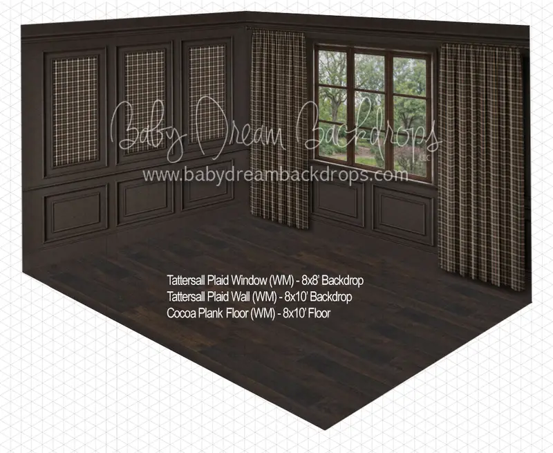 Tattersall Plaid Window + Tattersall Wall + Cocoa Plank Floor (Wm) 1