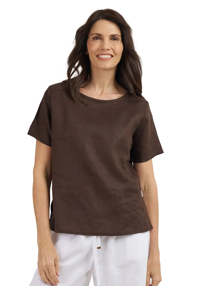 Teena-Linen Coffee T-Shirt 1