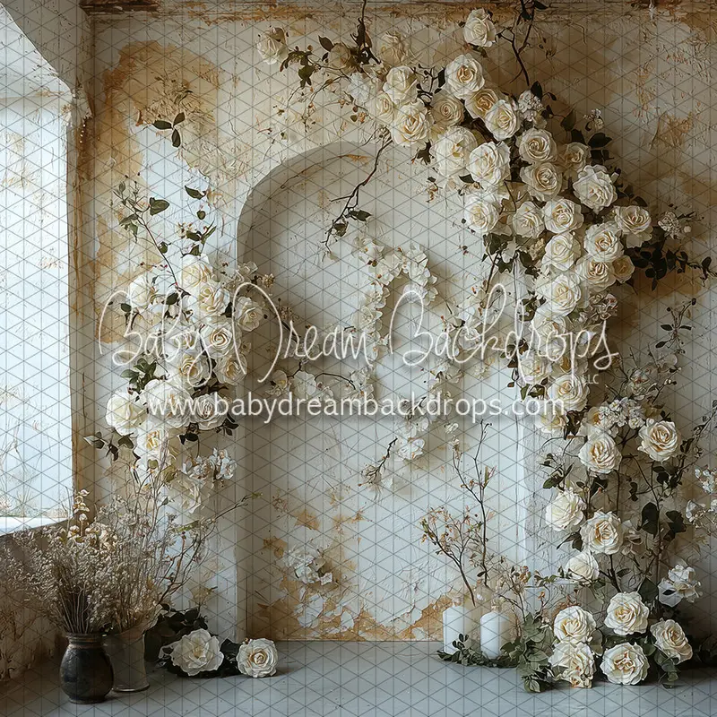 Textured Vintage Wall With Flowers Flipped (Arch Style 2) (Bd) 1