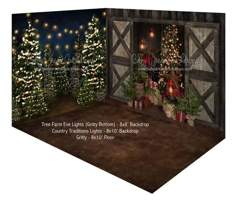 Tree Farm Eve Lights (Gritty) And Country Traditions Lights Fabric Room 1