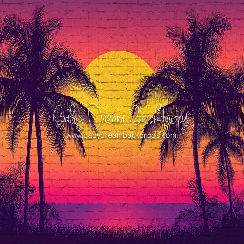 Tropical Sunset Wall Mural (Japanese Style)