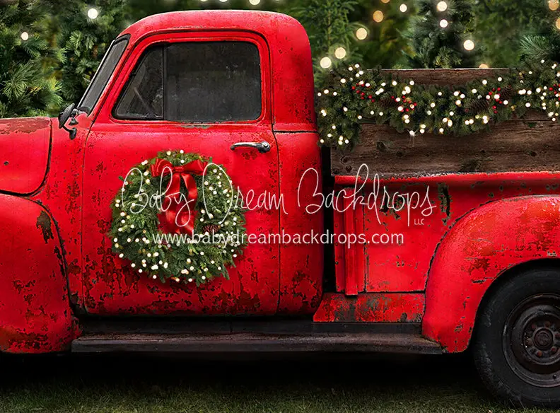 Vintage Red Truck Christmas 1