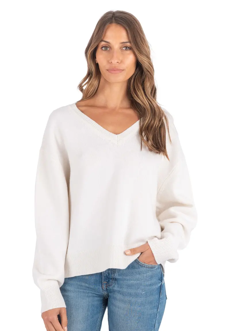 Viola White Relaxed Merino Wool Sweater 1