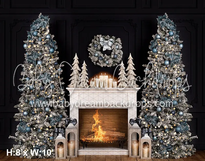 White And Blue Christmas Fireplace (Vr) 1