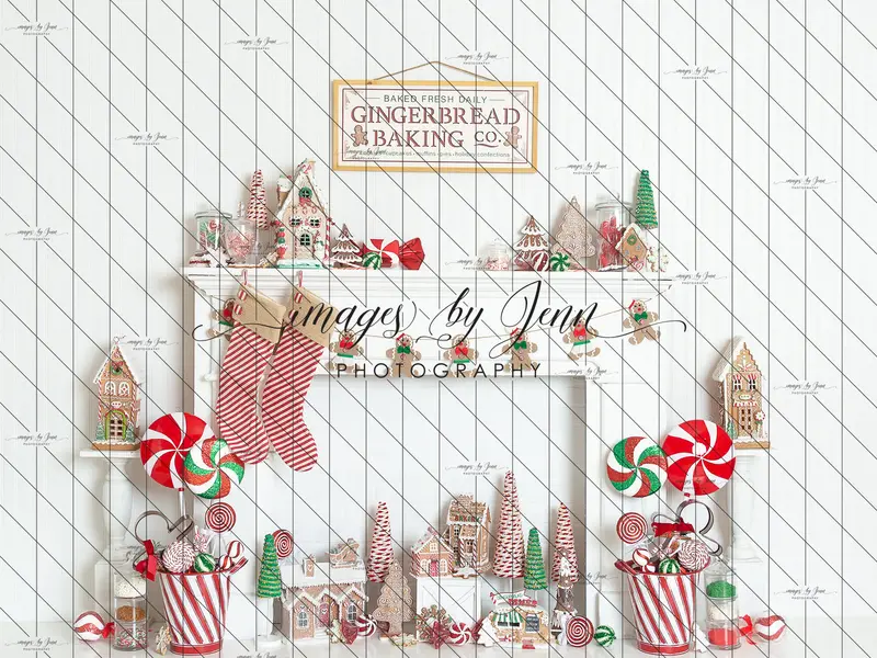 White Gingerbread Cottage Fireplace (Jg) 1