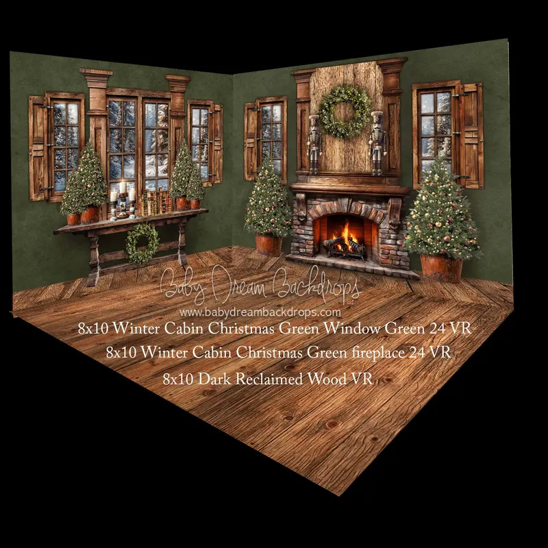 Winter Cabin Christmas Green Window Green 24 And Winter Cabin Christmas Green Fireplace 24 Room 1