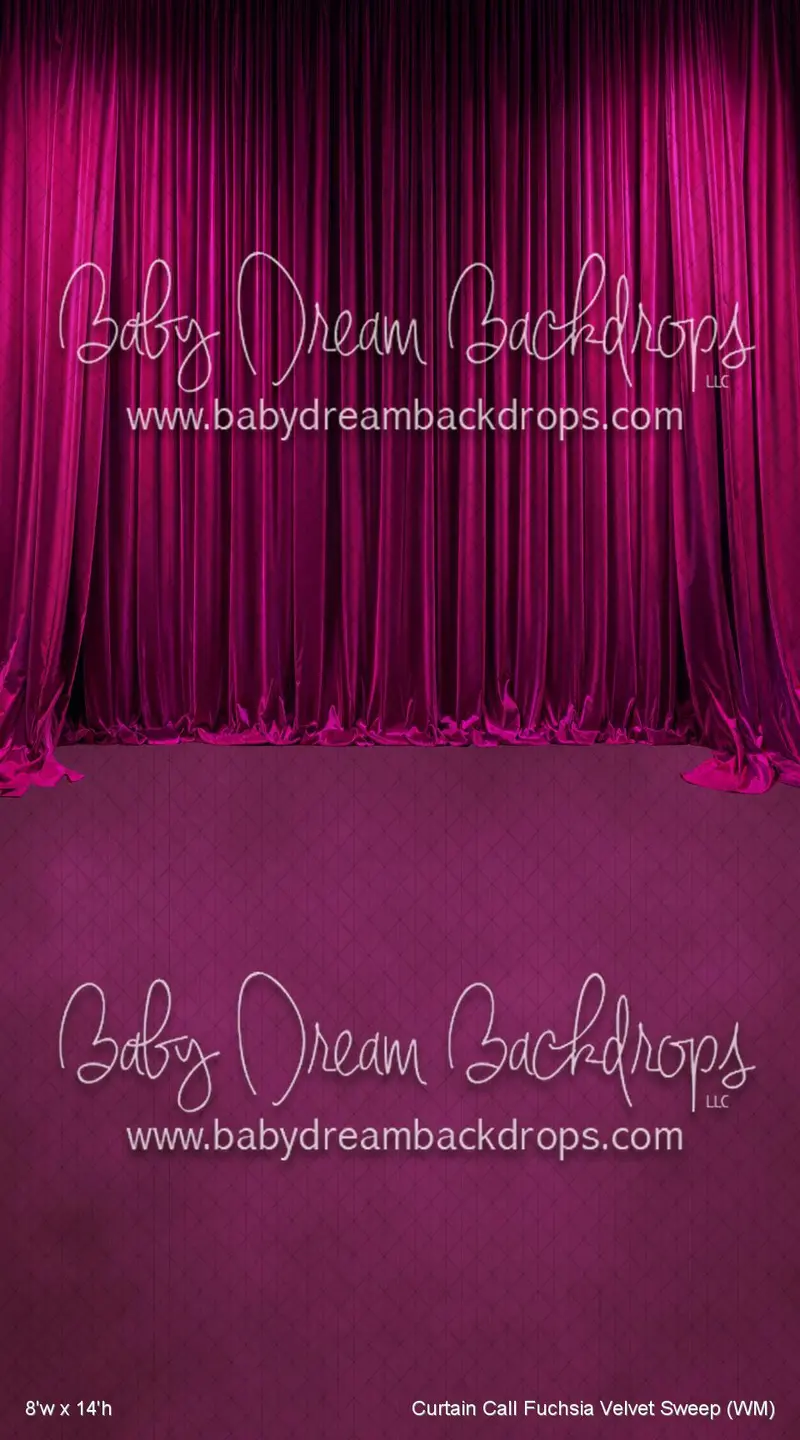 Wppi Set Eight - 8X14' Dream Fleece Curtain Call - Fuchsia Velvet Sweep 1