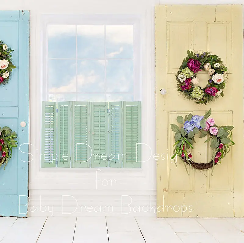 X Drop Doors Shutters And Wreaths Yellow 1