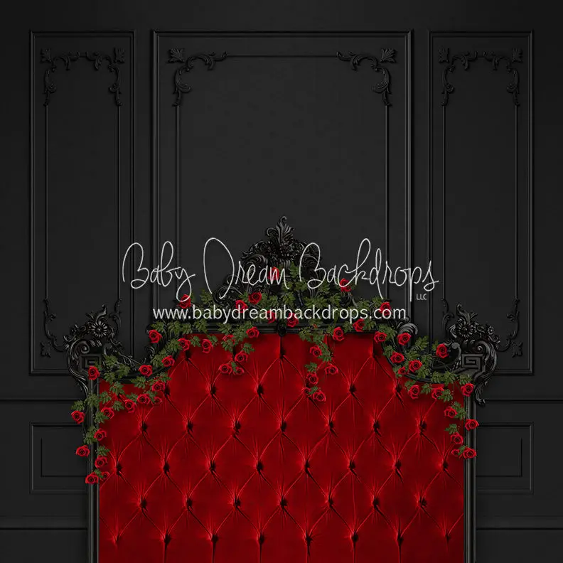 X Drop Midnight Rendezvous Rose Headboard Queen 1