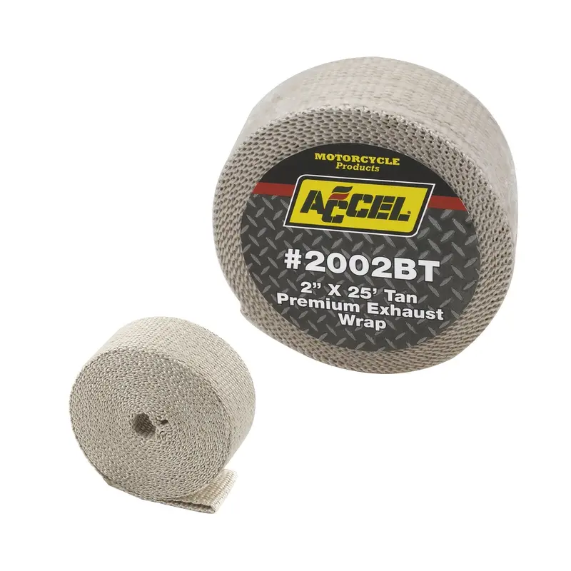 Accel Tan Exhaust Heat Wrap – 2" X 25 Ft., Motorcycle & Custom Exhaust Use 1