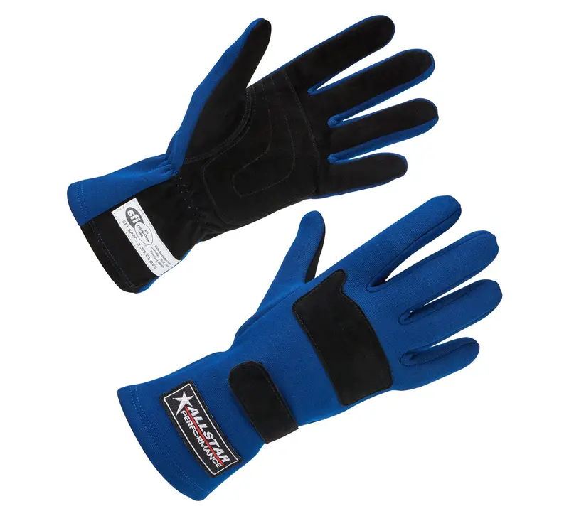 Allstar 915021 Sfi 3.3/5 Racing Driving Gloves – Blue, Small, Long Cuff 1