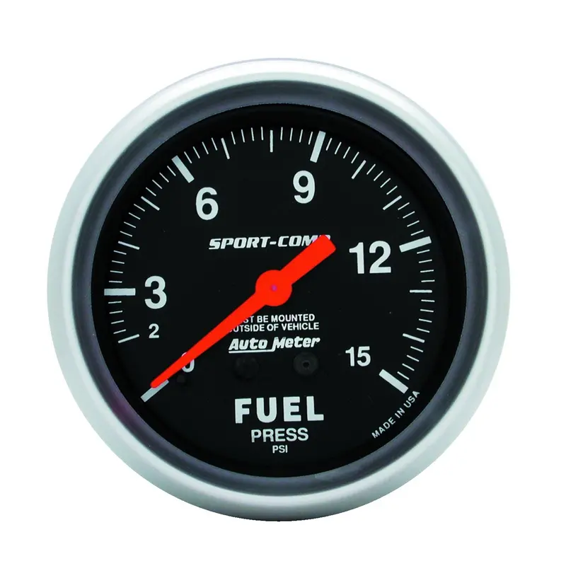 Autometer 3411 Sport-Comp Mechanical Fuel Pressure Gauge – 2 5/8", 15 Psi Range 1