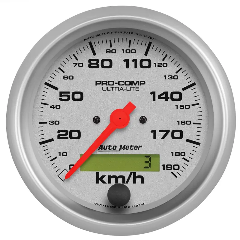 Autometer 4487-M Ultra-Lite Speedometer – 3-3/8", 190 Km/H, Lcd Odometer 1