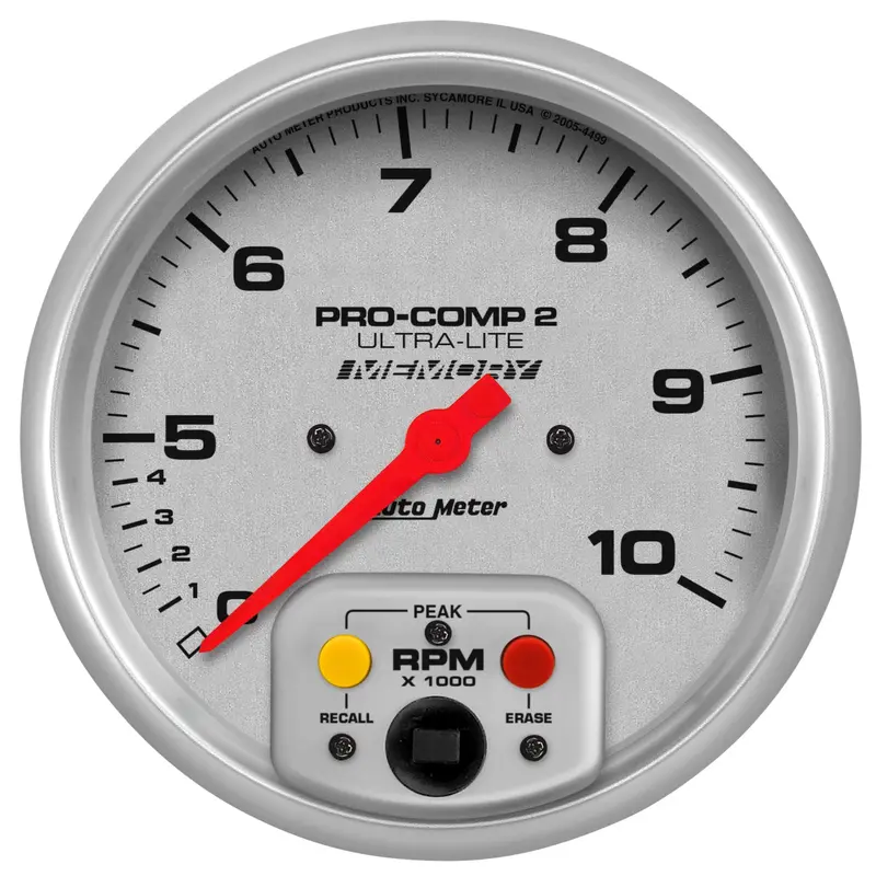 Autometer 4499 Ultra-Lite 5-Inch Dual-Range Tachometer With Peak Memory (0–10,000 Rpm) 1