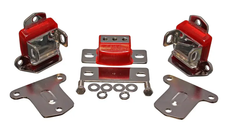Energy Suspension 3.1133R Polyurethane Motor & Transmission Mount – Red, Chrome-Plated, Performance Grade 1