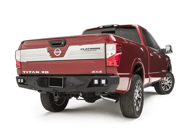 Fab Fours Nt16-E3751-1 Vengeance Rear Bumper For Trucks — Two-Tone Black Powder-Coated With Integrated Parking Sensors 1