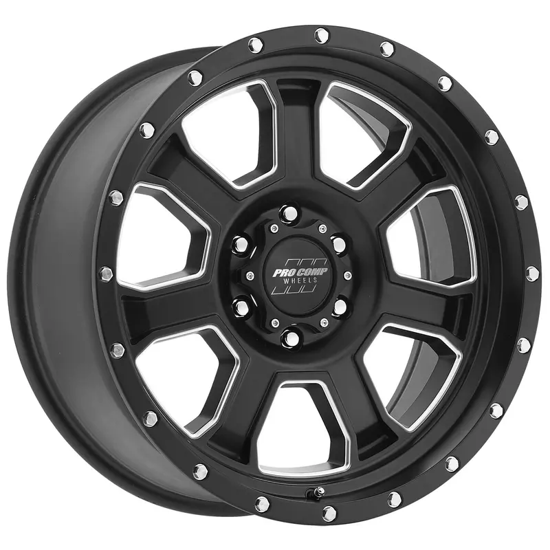 Pro Comp 5143-2983 Sledge Alloy Wheel — 20X9", 6X5.5", 5" Backspace, Satin Black With Milled Accent 1