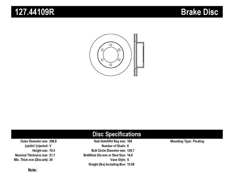 Stoptech 127.44109R Drilled And Slotted Front Right Brake Rotor — Sport Series Performance Disc 1