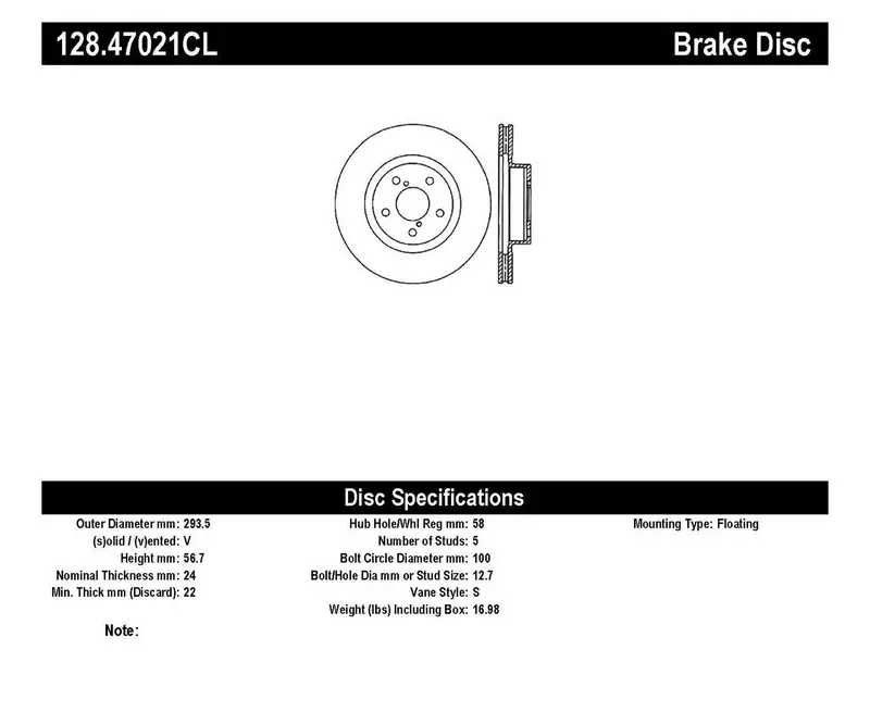Stoptech 128.47021Cl Stoptech Sport Cryo Cross Drilled Brake Rotor; Front Left 1