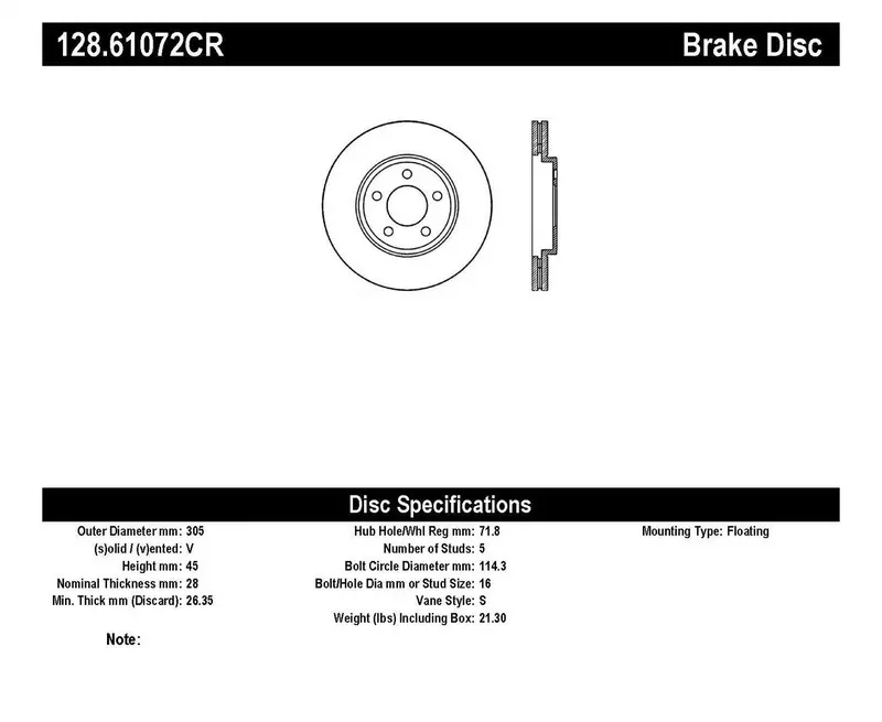 Stoptech 128.61072Cr Cryo-Treated Cross-Drilled Front Right Brake Rotor 1