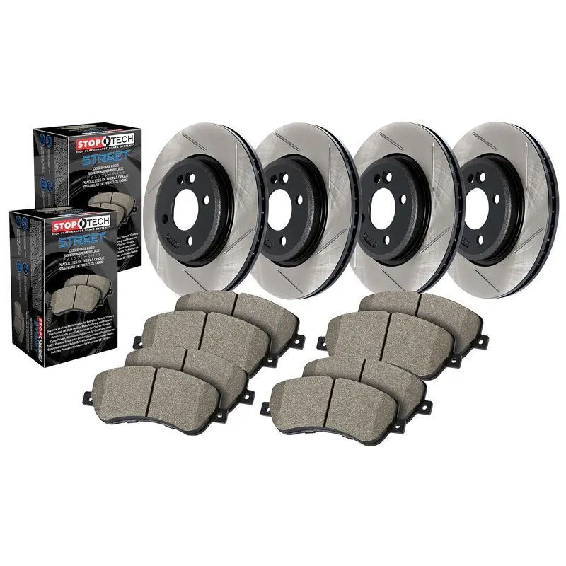 Stoptech 934.44136 Street Axle Pack – Slotted Front & Rear Brake Kit 1