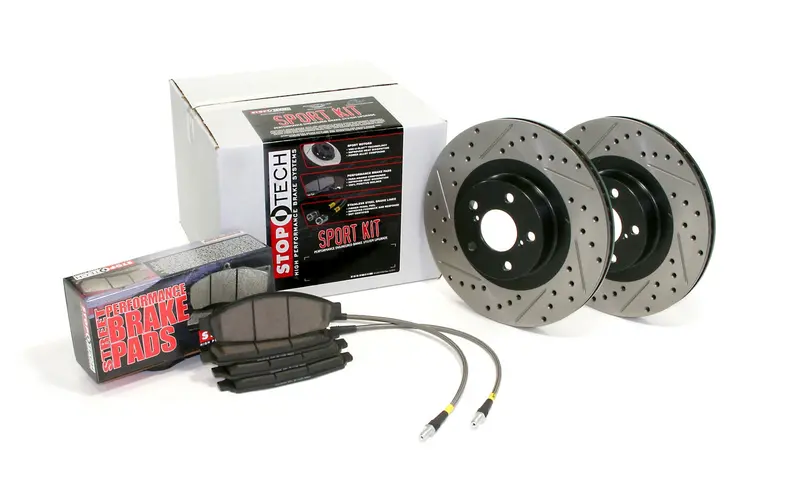 Stoptech 978.40017 Sport Brake Kit – Slotted & Drilled Rotors With Stainless Brake Lines (4-Wheel) 1