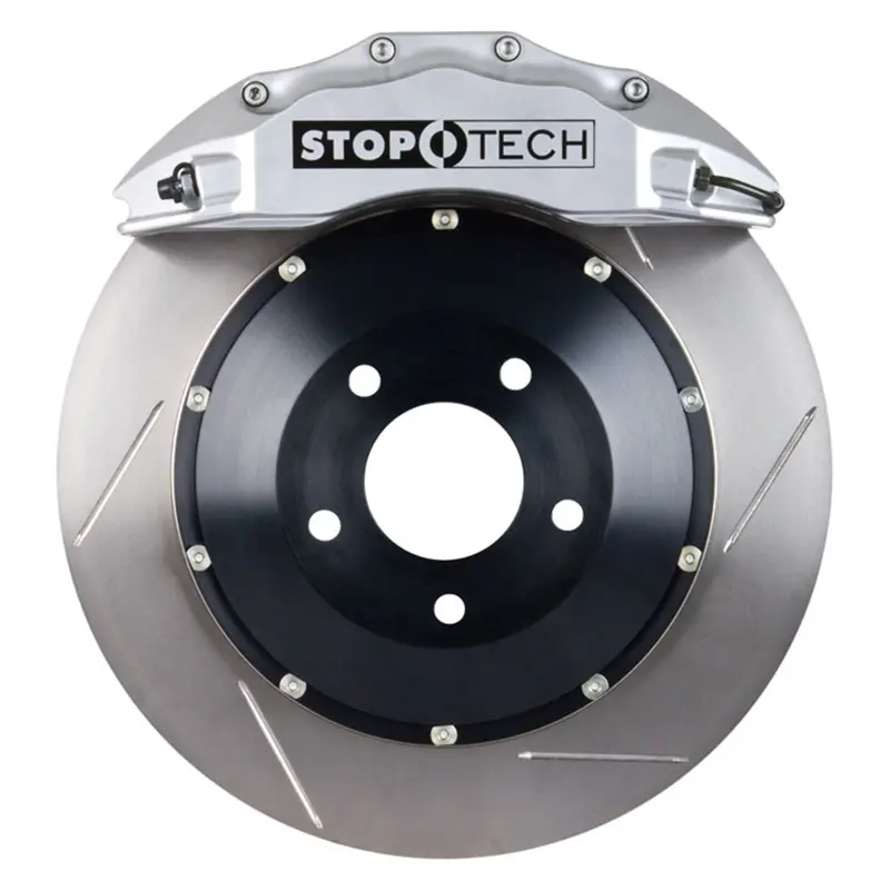Stoptech Big Brake Kit For Front Axle – Silver Calipers With Two-Piece Drilled Rotors 1