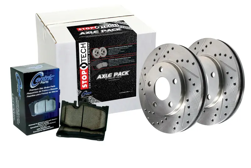Stoptech Sport Axle Pack – 4-Wheel Slotted Rotor Kit With Brake Lines (977.40034) 1