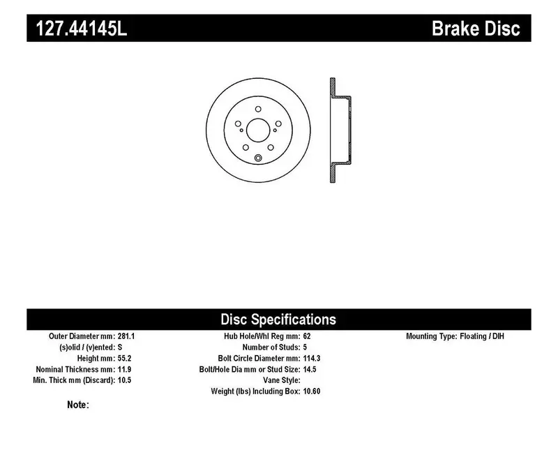 Stoptech Sport Drilled And Slotted Rear Left Brake Rotor – Model 127.44145L 1
