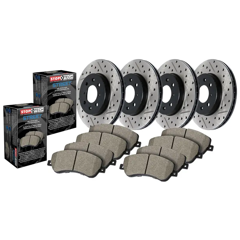 Stoptech Street Axle Pack — Four-Wheel Drilled & Slotted Brake Kit (935.62006) 1